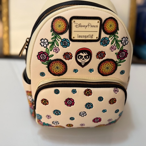 Loungefly Disney Parks Pixar Coco Floral Miguel Mini Backpack - Picture 1 of 3